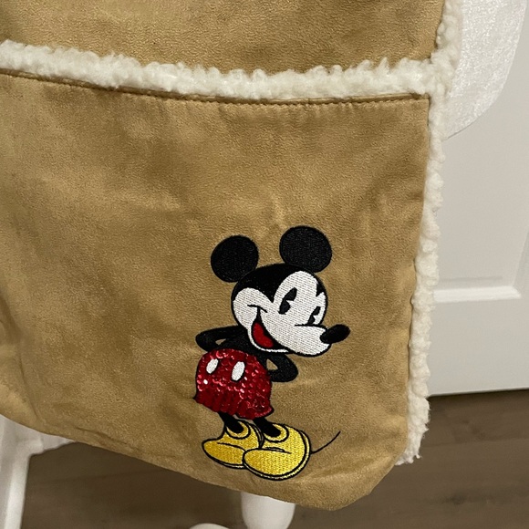 Vintage Y2K Disney Mickey Crossbody Bag Faux Suede/Shearling Adjustable Strap - Picture 7 of 8